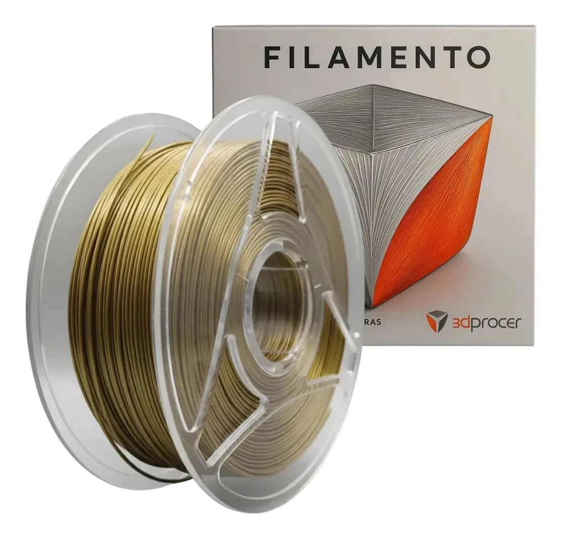 Filamento PLA Dourado 3D Procer de 1.75mm para Impressão 3D