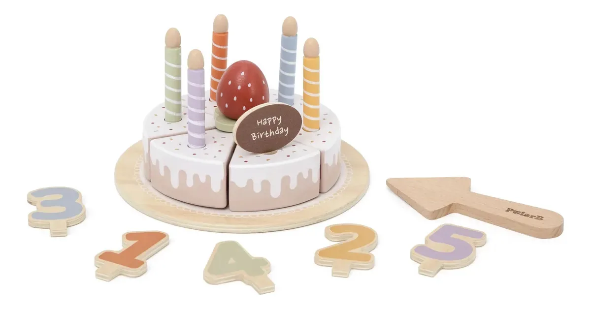 Brinquedo educacional de madeira para bolo de aniversário Polarb