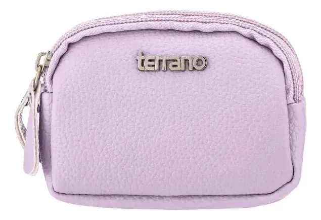 Porta-moedas Terrano Doble Cierre com design Liso lilás de couro sintético