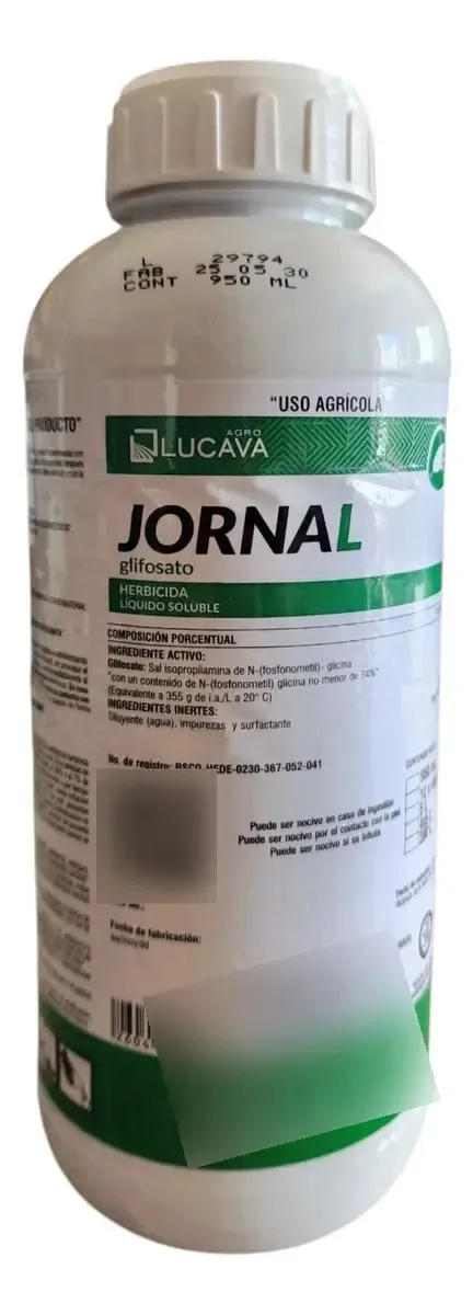 O herbicida Jornal elimina todos os tipos de ervas daninhas Glifosato 1 L