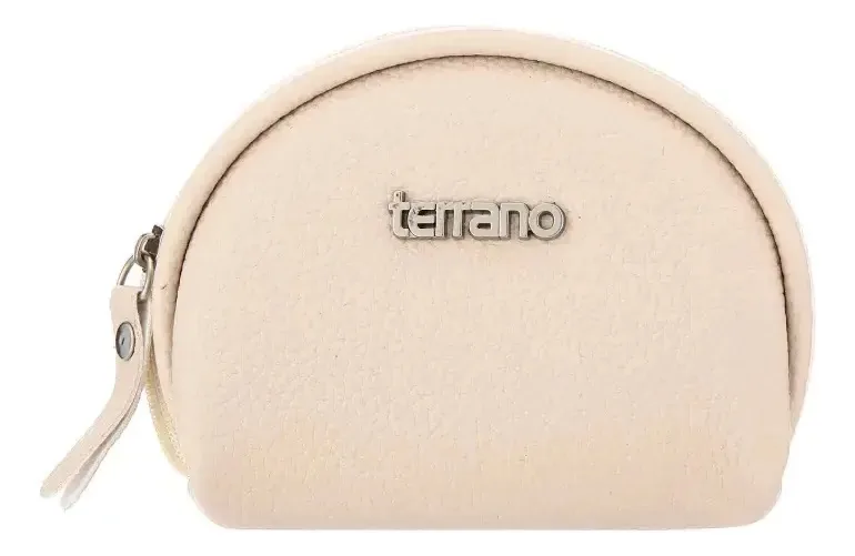 Porta-moedas redondo Terrano, bege sólido, porta-moedas