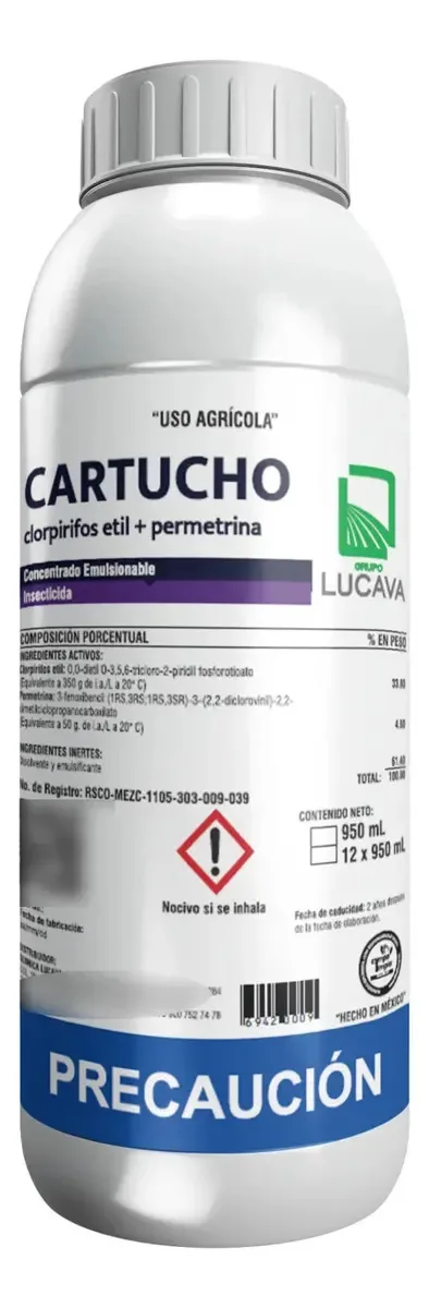 Inseticida de clorpirifós e cartucho de permetrina Lucava 950 ml