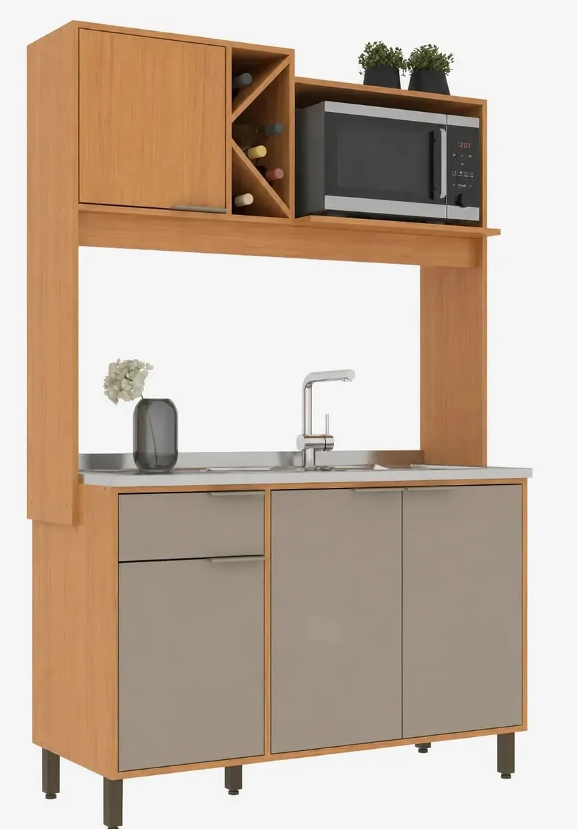 Kit de cozinha Alacena Armário de cozinha - cozinha compacta cor angelim/damasco