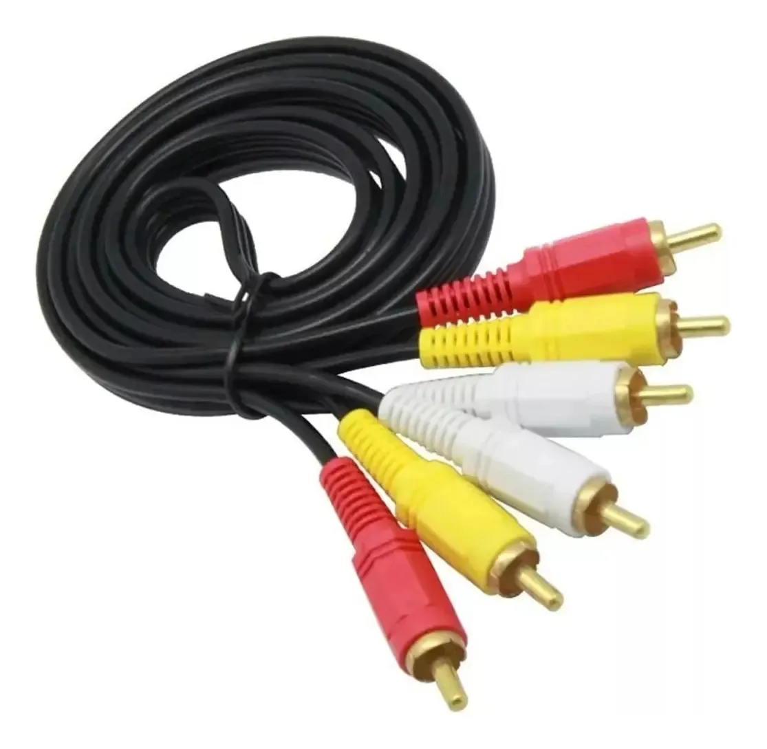 Cabo de áudio e vídeo de 3 Rca para 3 Rca de 1,5 metros
