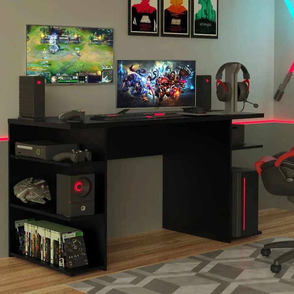 Prateleiras de mesa para jogadores para PC desktop - Móveis Web - Pretos