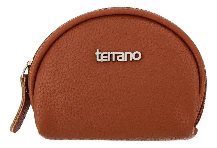 Bolsa de moedas redonda Terrano marrom sólido Bolsa de moedas