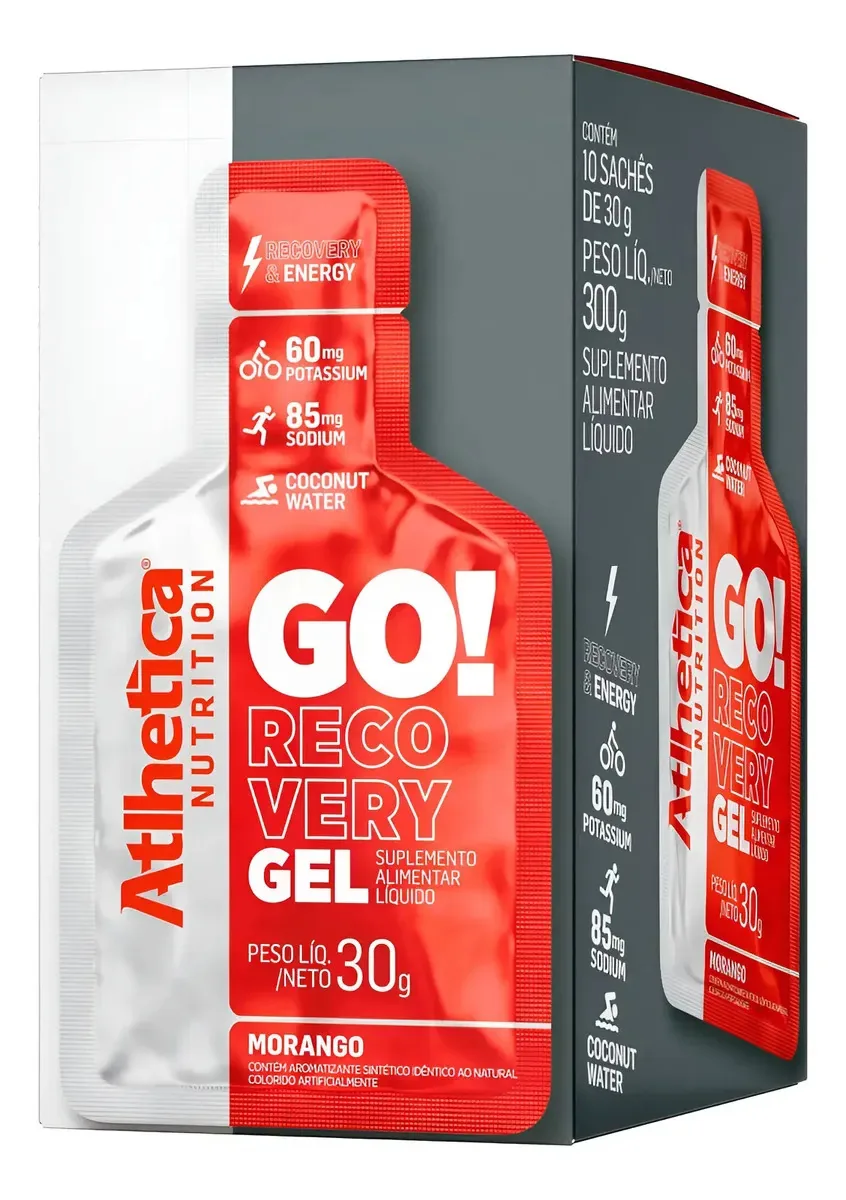 Kit 2x Go! Recovery Gel Repositor 20 Sachês - Atlhetica Sabor Morango