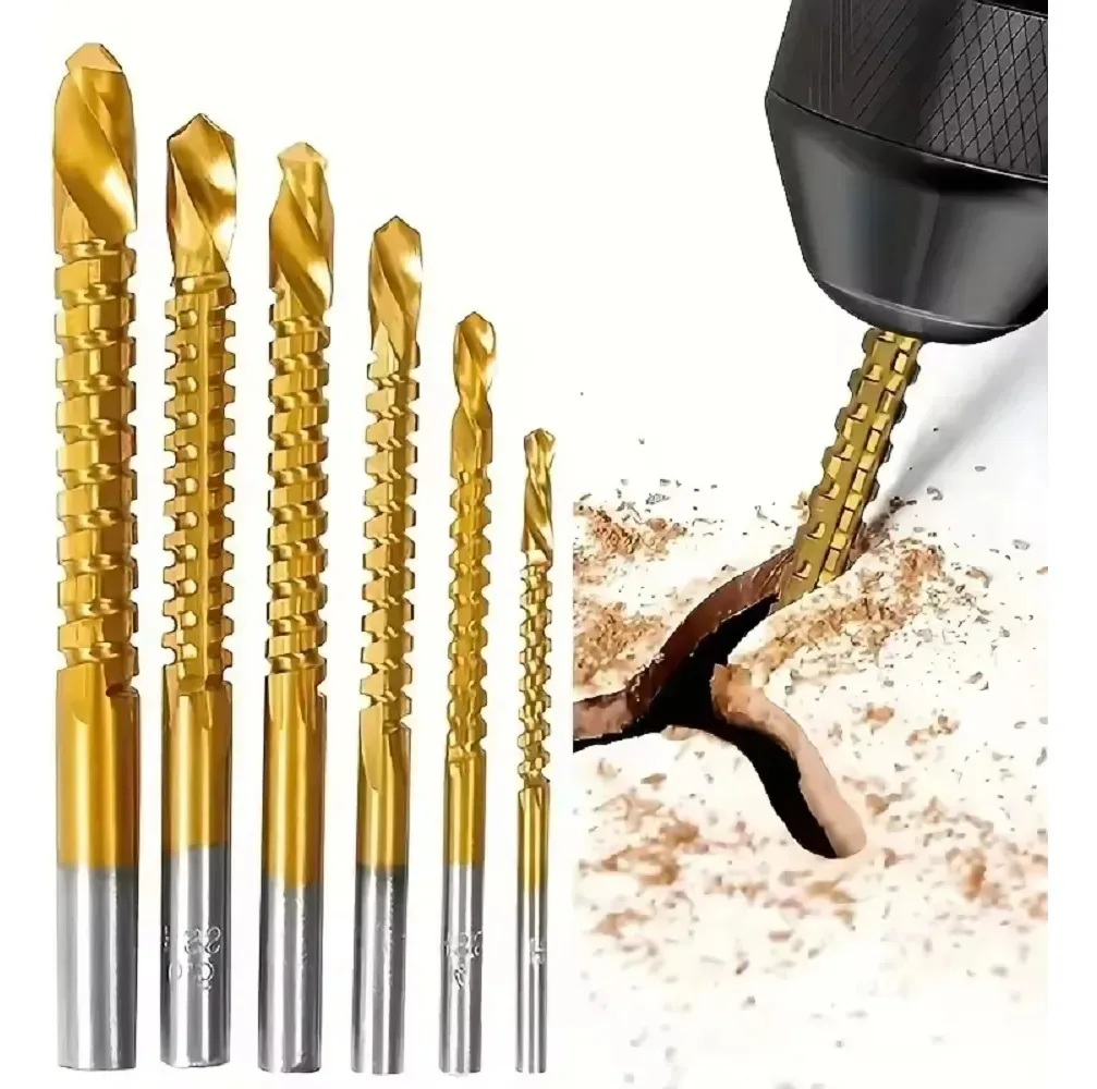 Conjunto de brocas Hss Titanium de 6 peças para furadeira