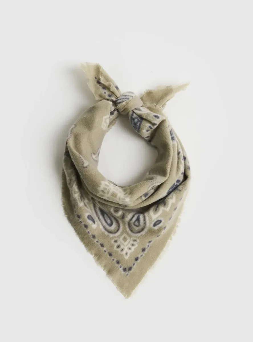 Bandana bege macia Paisley, tamanho único
