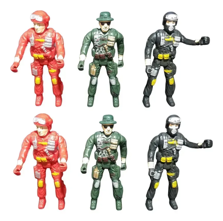 Kit 6 Bonecos Militares Bravos Soldados Bombeiros Policial