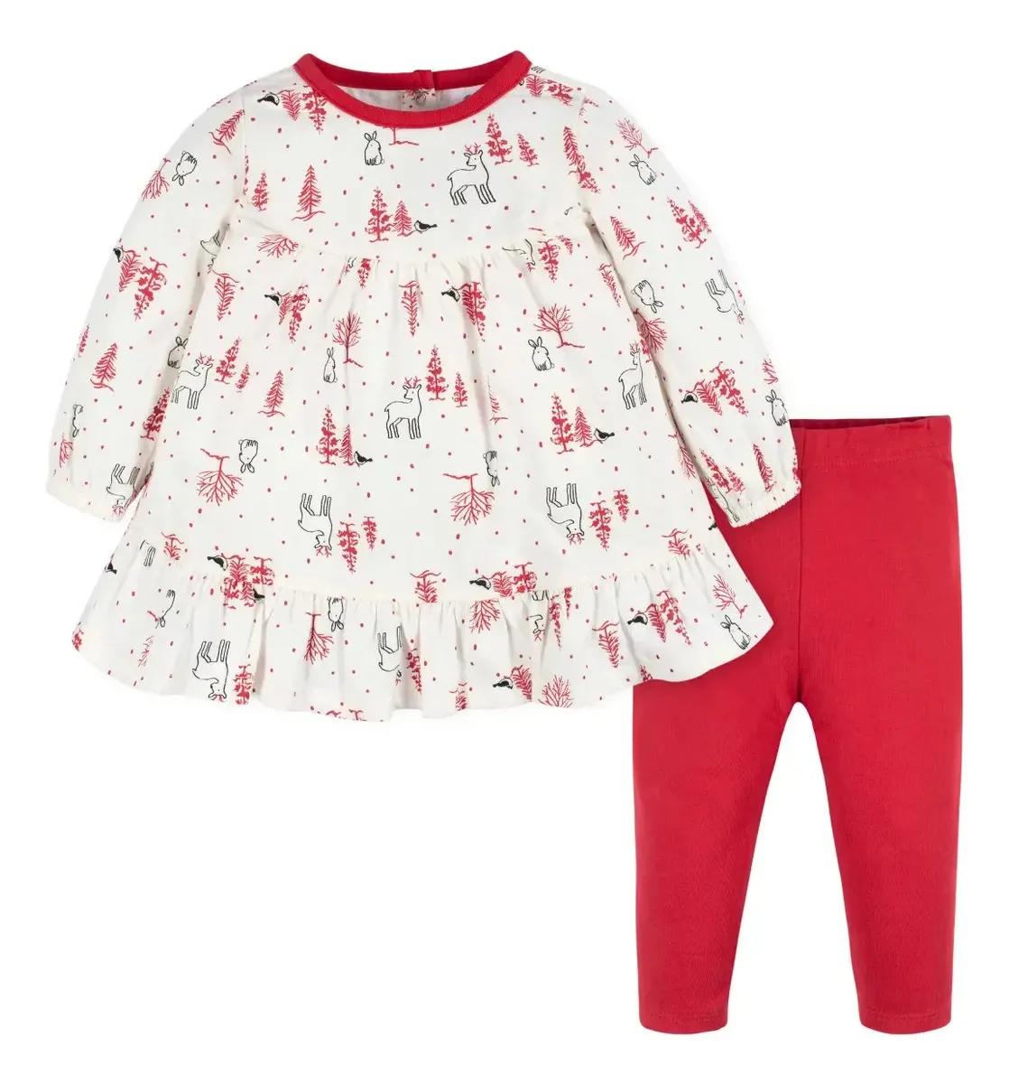 Conjunto de roupas Gerber, leggings de algodão para bebês, tamanho 12M, branco