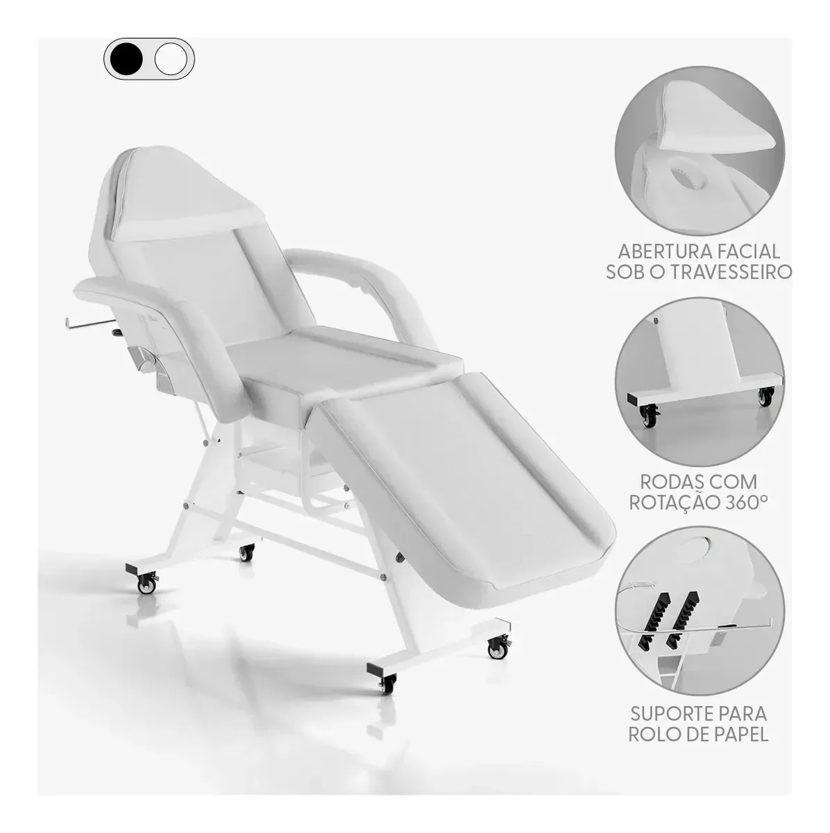 Maca Poltrona Estetica Tatuagem Podologia Abertura Facial Branco