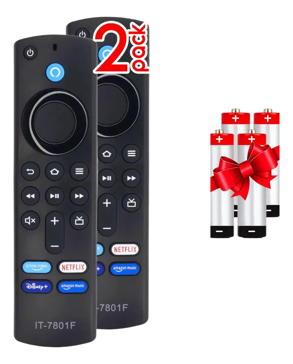 2 unidades de controle remoto compatível Amazon Fire Tv Voice Command Black