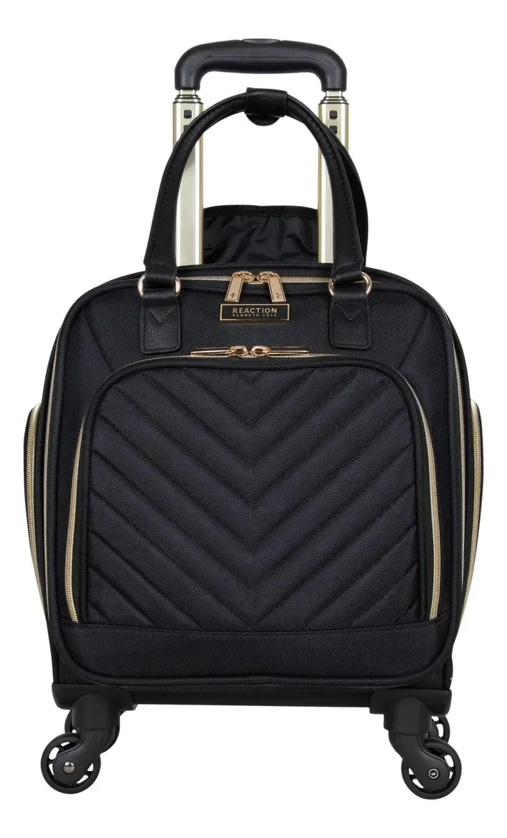 Kenneth Cole Madison Square Hardside Chevron — Bagagem expansível feminina, preta —, bagagem de mão de 20 polegadas, bagagem rígida extensível Madison Square Chevron