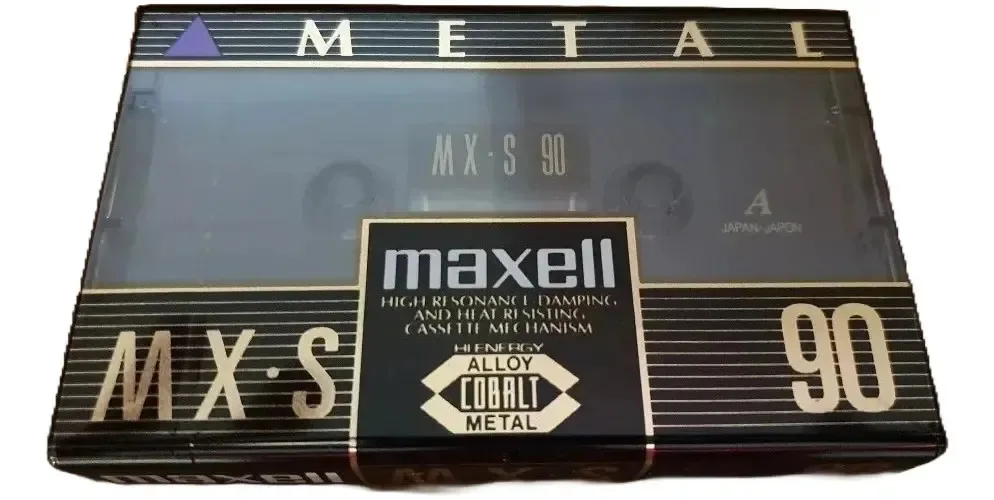 Blister fechado com cassete metálico Maxell Mx-S 90. Japão
