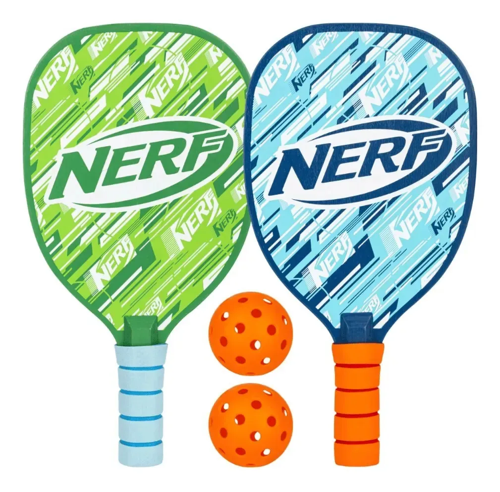 Conjunto de raquetes Pickleball, 2 raquetes, 2 bolas verdes Nerf Pickleball