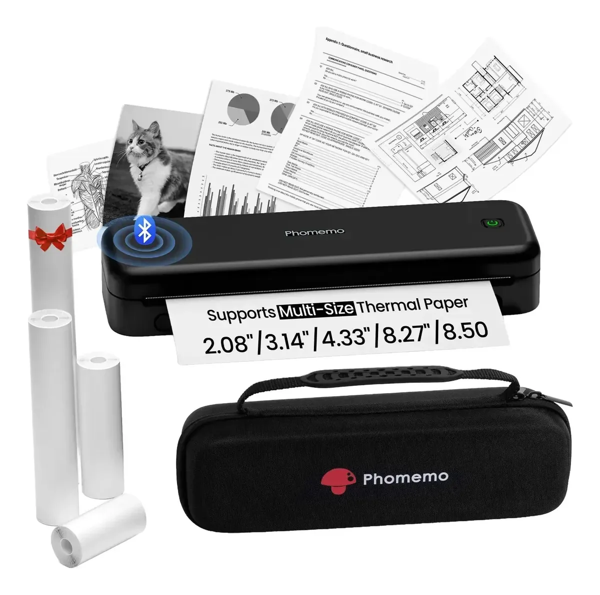Impressora térmica portátil Phomemo M834 300dpi A4 Letter - preta
