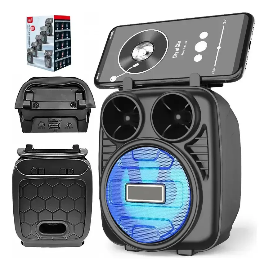Caixa De Som Pequena De Som Hi-fi Porta Celular Portatil Cor Azul