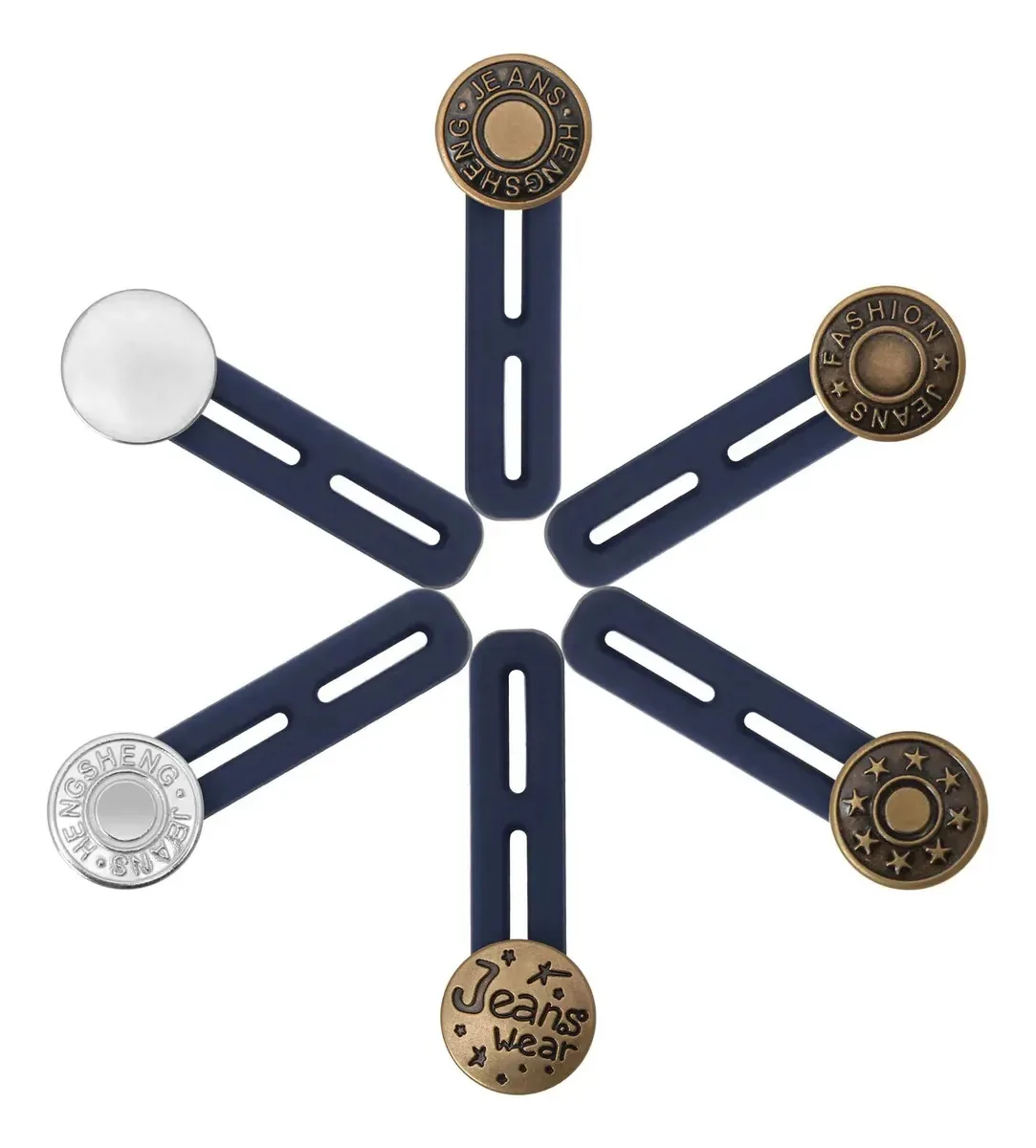 Botões extensores de cintura para calças, jeans, 6 unidades