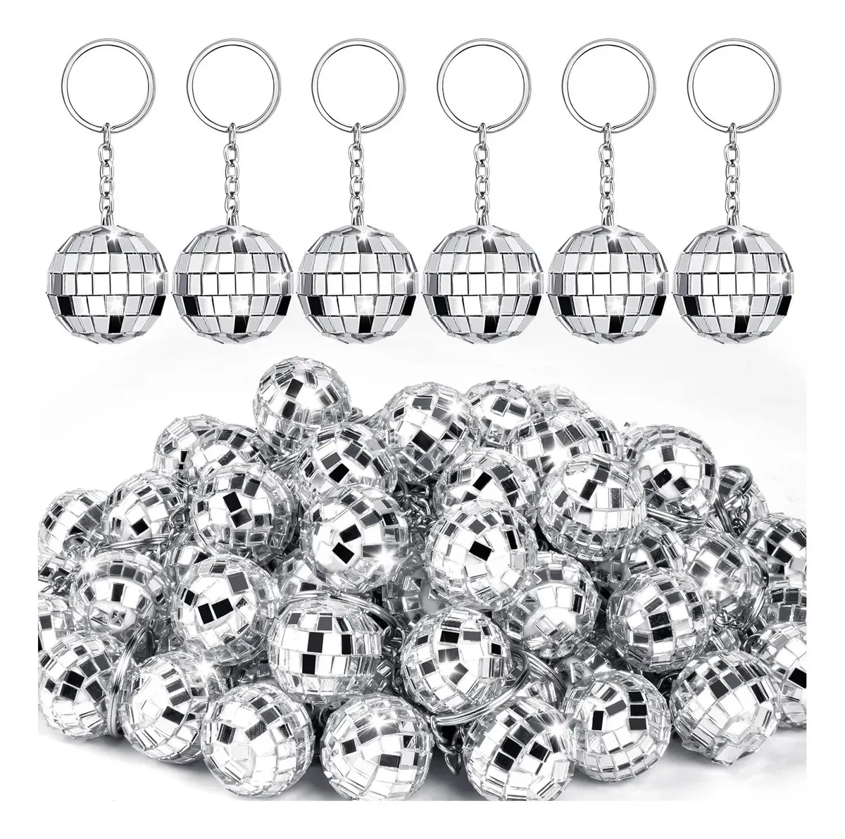 Chaveiros de bola de discoteca espelhados 48u