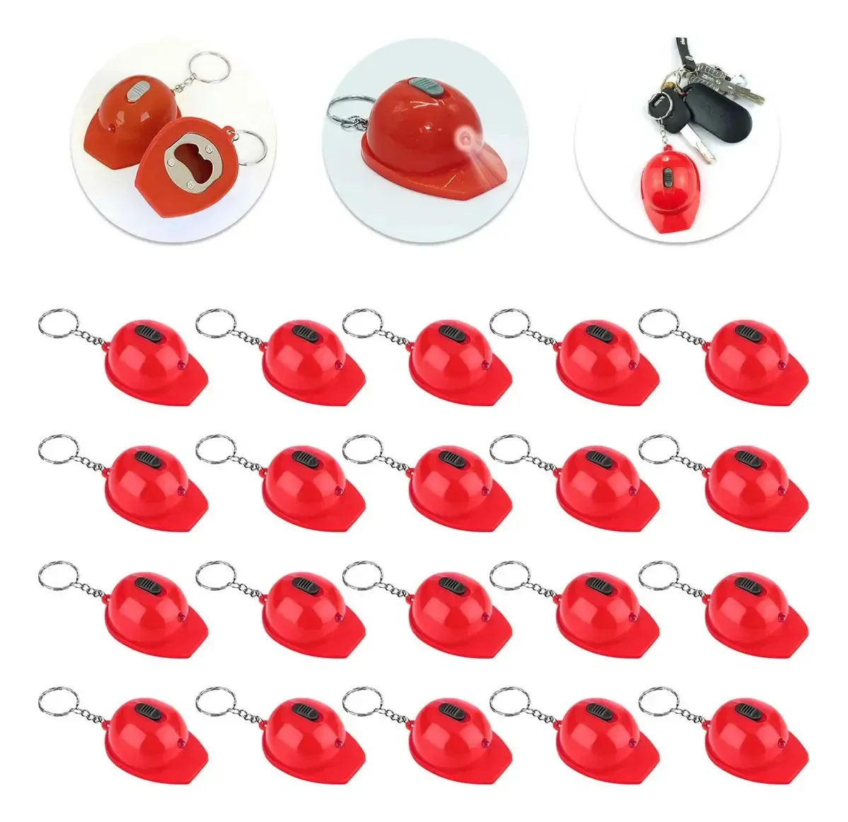 Chaveiros de capacete com Light Engineers Uncapper Chaveiros 20p vermelhos