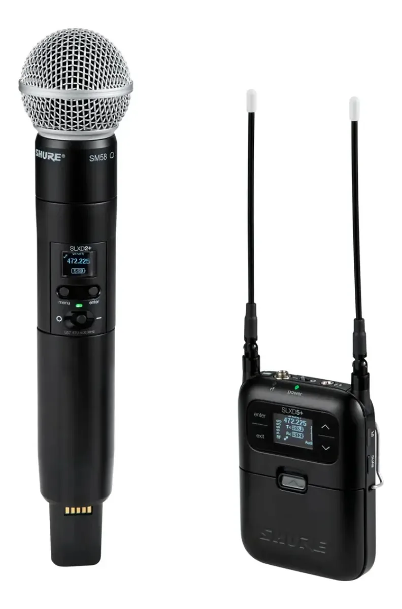 Kit de microfone, transmissor e receptor Shure SLXD25+/58-G57 preto