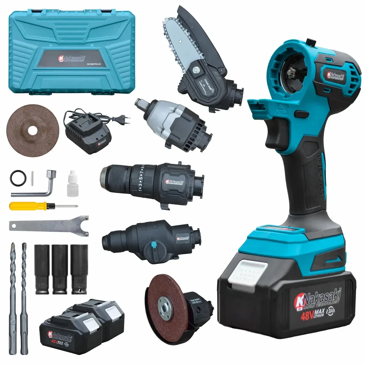 Kit Ferramentas Elétricas 5 em 1 K NAKASAKI Brushless 48V com Maleta e 2 Baterias