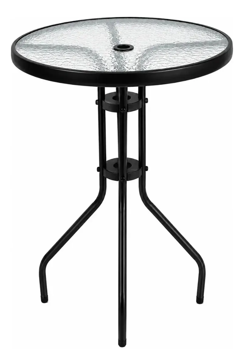 Mesa De Vidro Redonda Jardim Área Externa Moderno 60cm