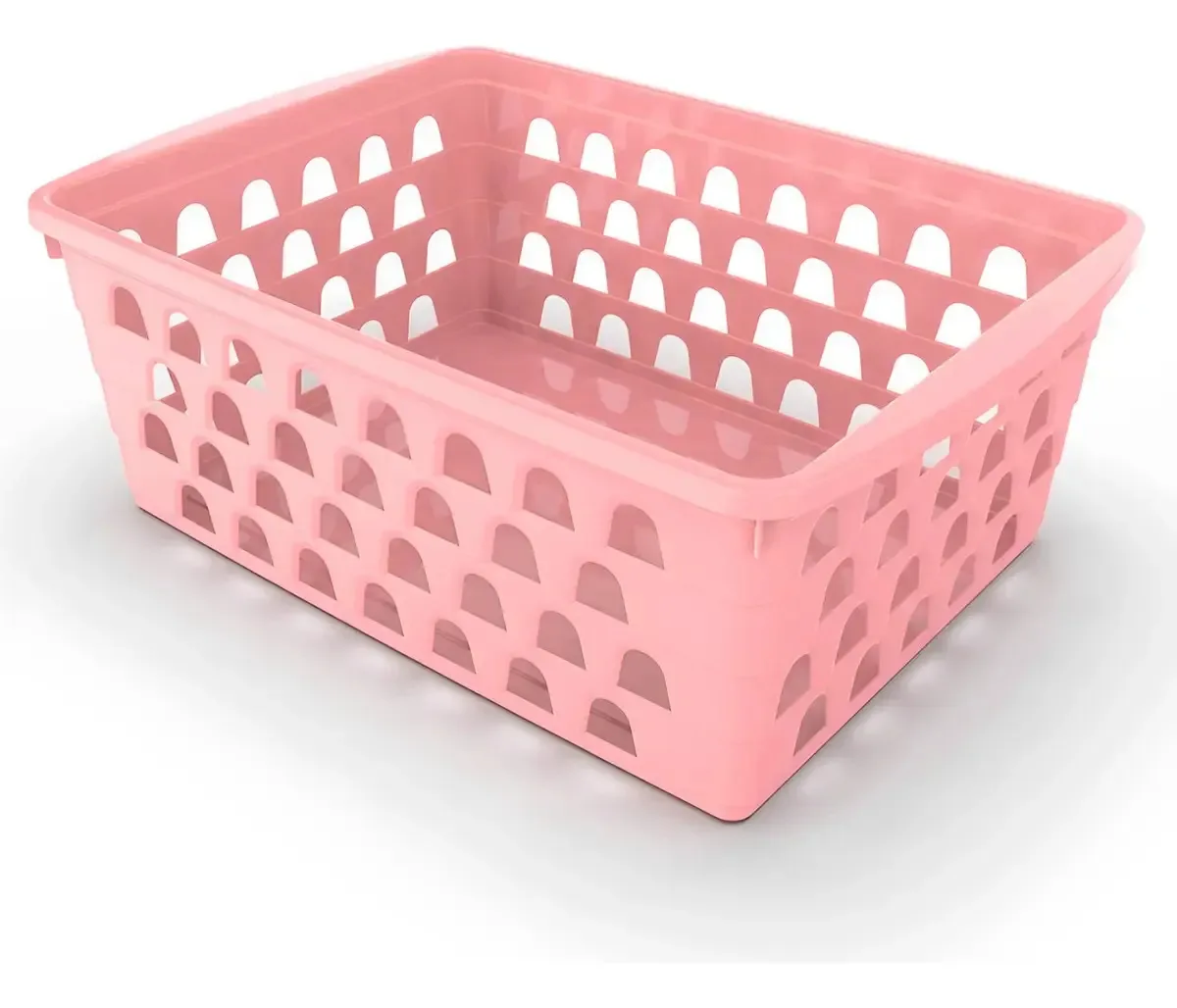 Kit 10 Cestos Organizadores Multiuso 16x12x6cm Cor Rosa