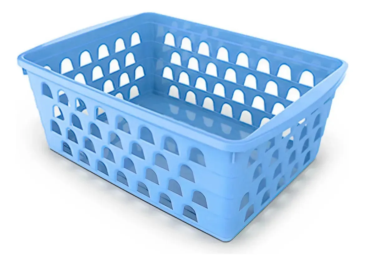 Kit 10 Cestos Organizadores Multiuso 16x12x6cm Cor Azul