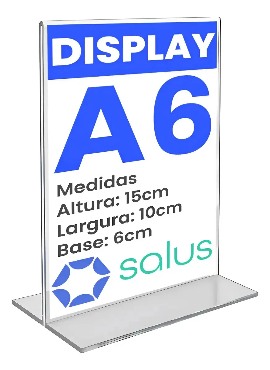 Display Acrílico T A6 Expositor Para Mesa Balcão Pix Qr Code Transparente
