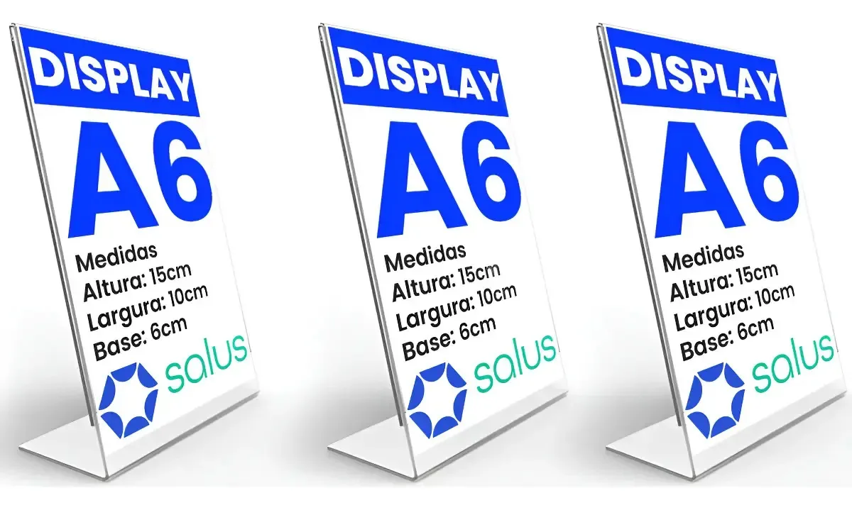 Kit 3 Display Acrílico A6 Expositor Para Mesa Balcão Pix Transparente