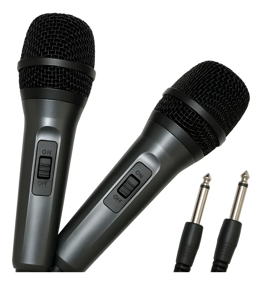 Microfones P10 Para Karaoke Cantar 2 Unidades Profissonal Preto