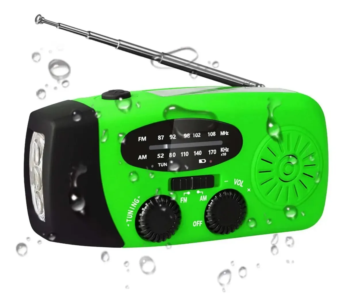 Rádio meteorológico sem fio Qaheart | Alto-falante AM/FM Crank Solar Weather Radio - 2000Ah Survival Gear Flashlight Radio