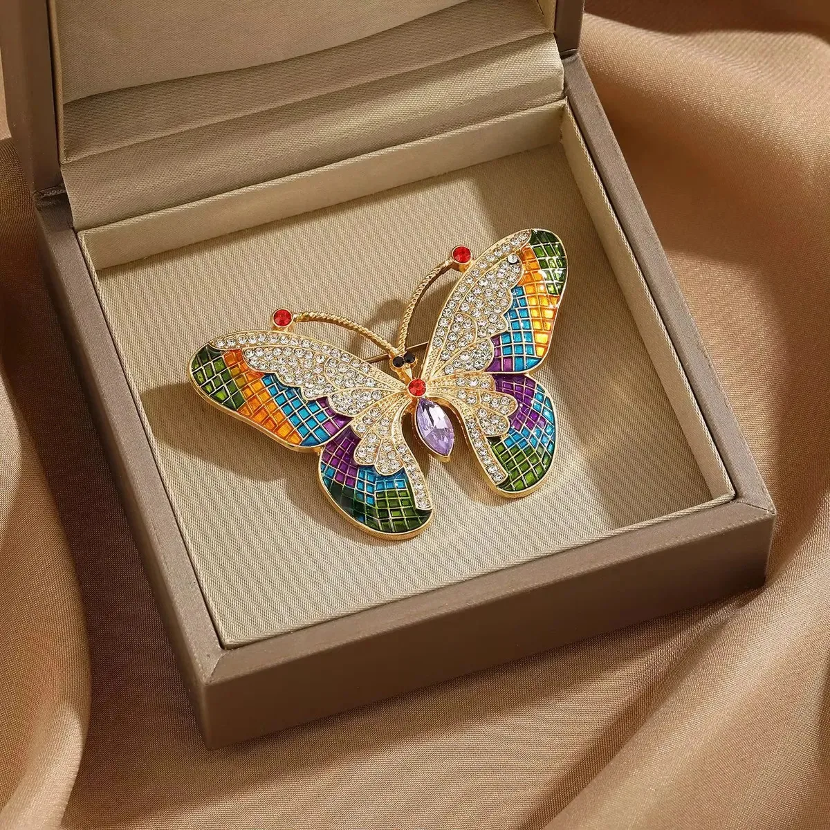 Broche Borboleta Acessório De Brilho Para Roupas Elegante Vermelho