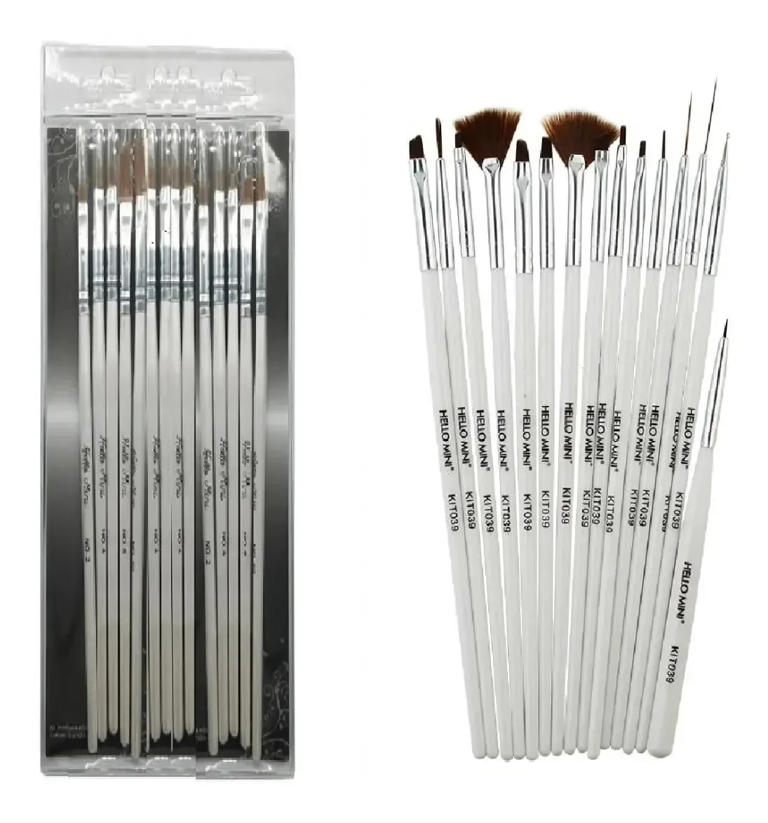 Kit 15 Pincéis Decoração Unhas Art Profissional Alongamento Branco
