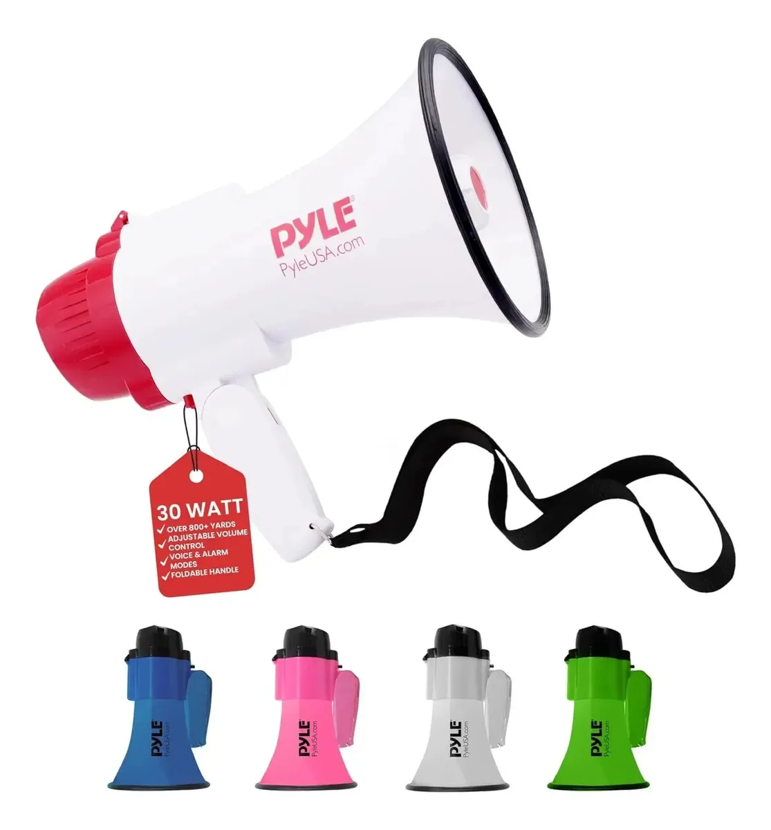 Alto-falante portátil de megafone Pyle com sirene leve integrada