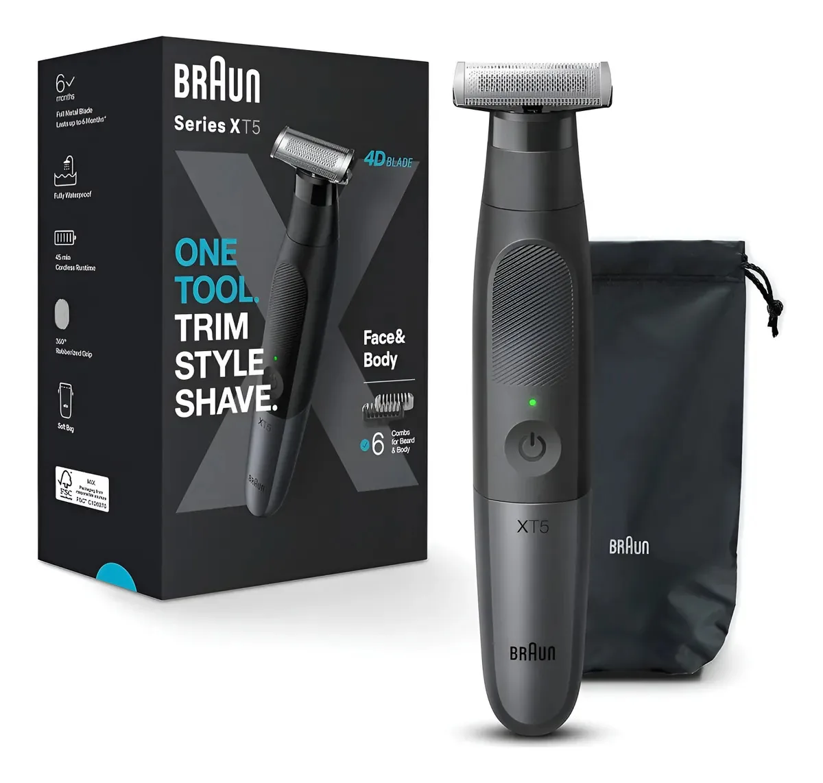 Aparador e barbeador de barba totalmente elétricos Braun Xt5