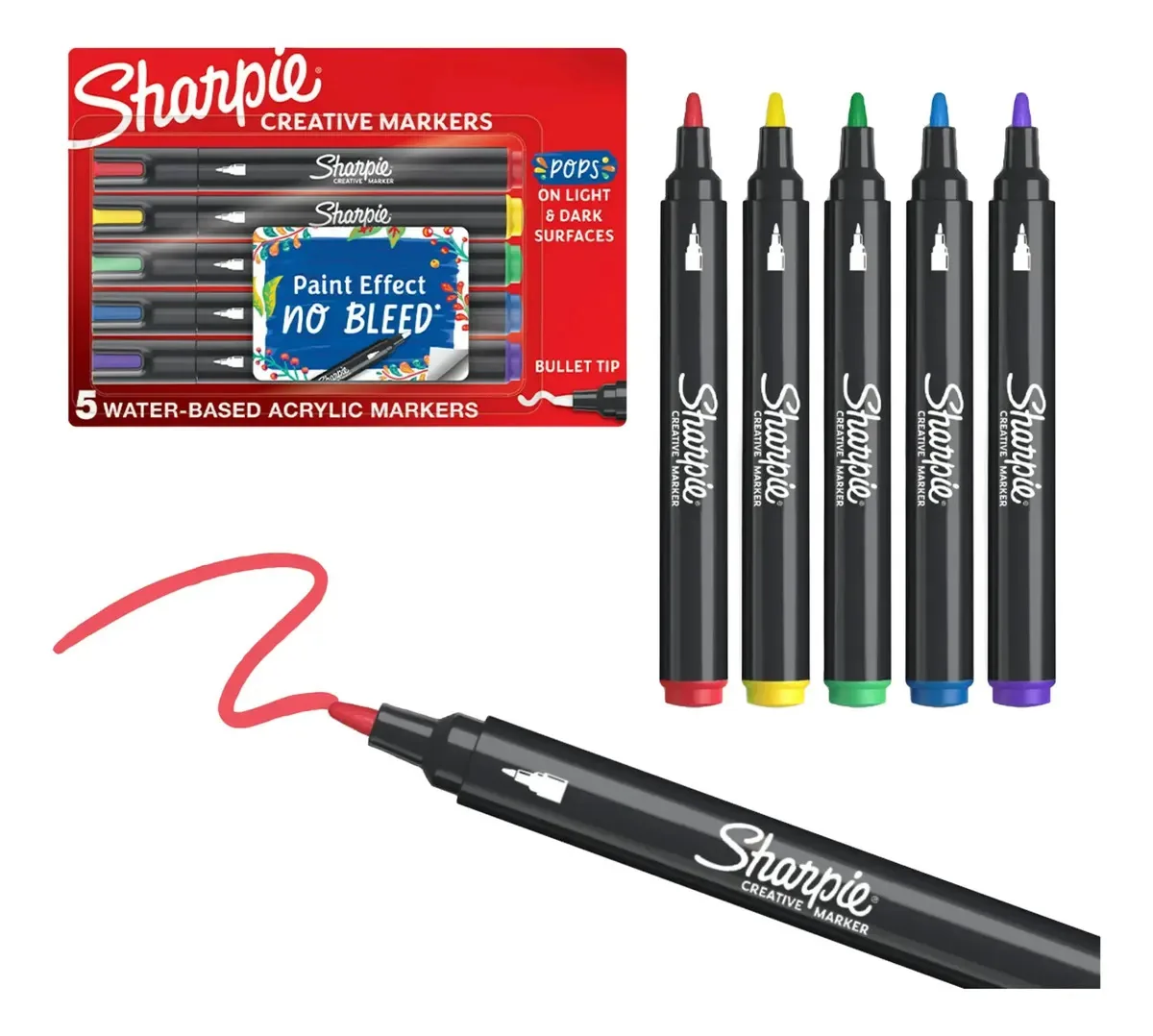 Marcadores Sharpie Creative, marcadores acrílicos de 5 peças