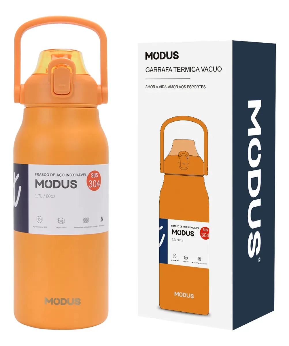 Modus Garrafas Térmica Inox De Água Parede Dupla1,7l Laranja Laranja