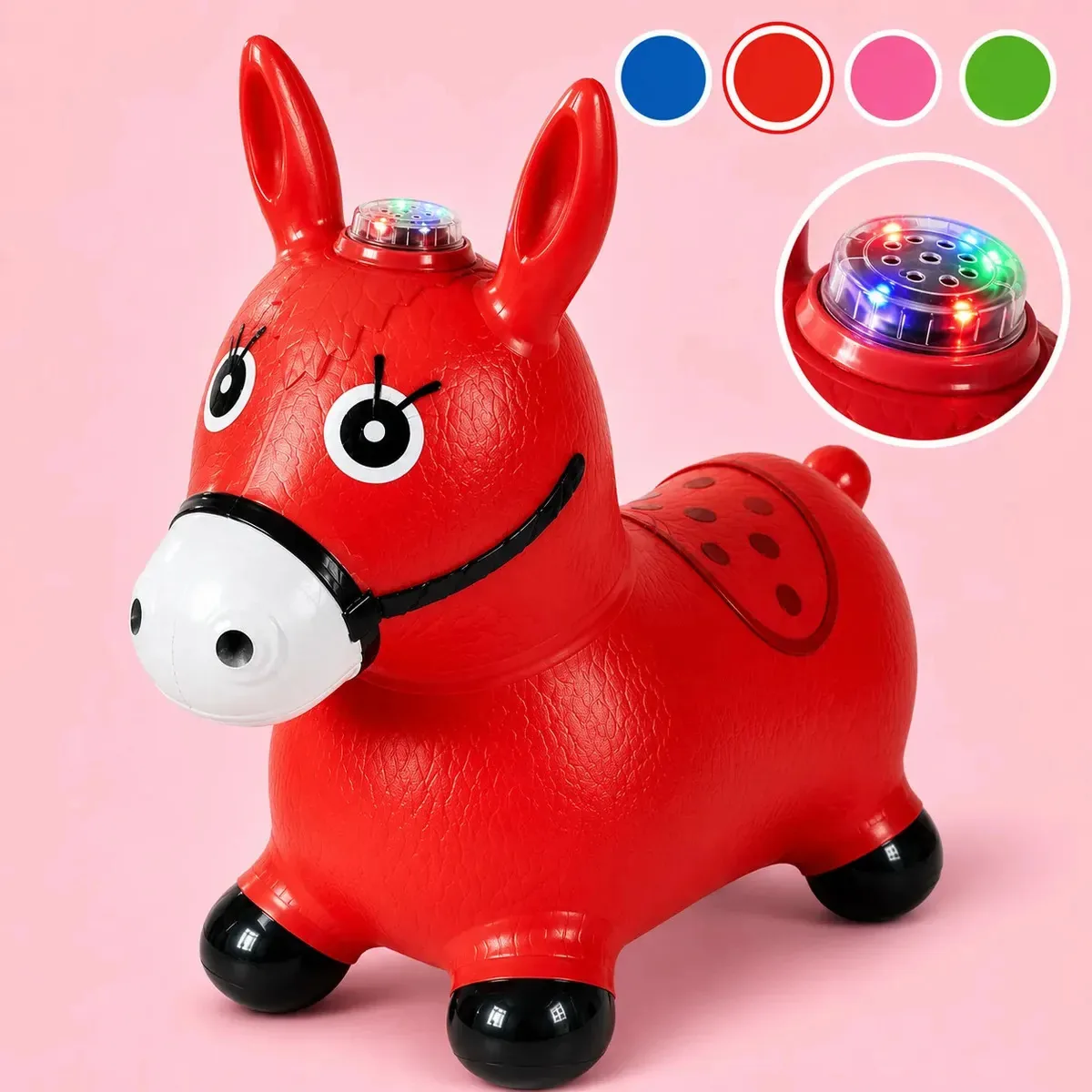 Cavalinho Upa Upa Musical com LED para Crianças – Vermelho