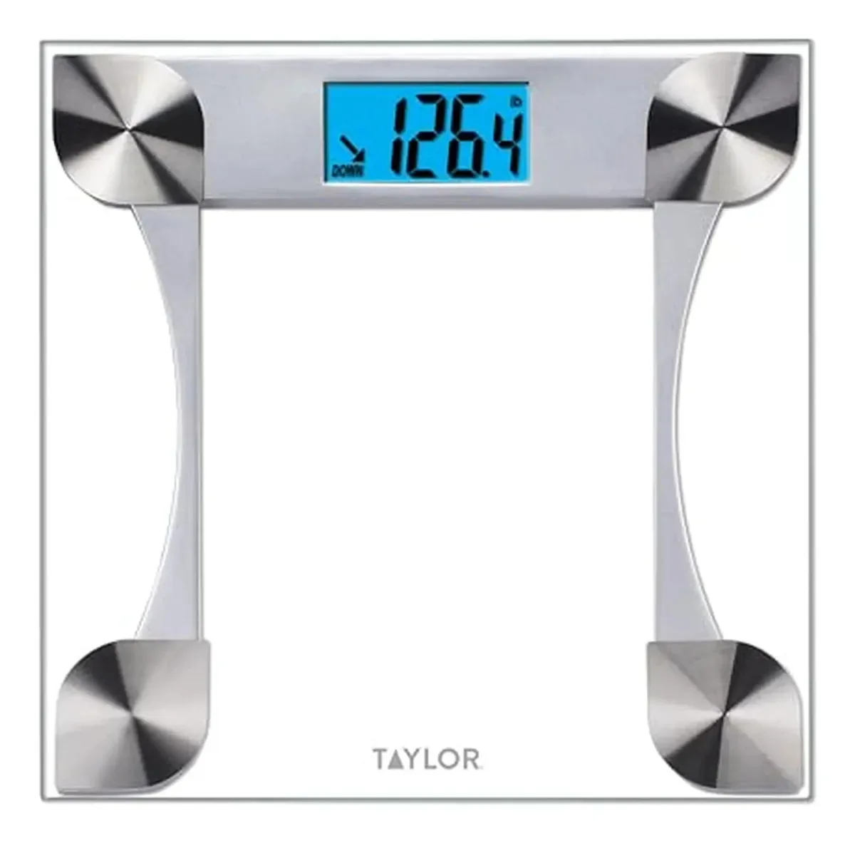Balança de vidro digital Taylor, monitora o peso corporal. Negro