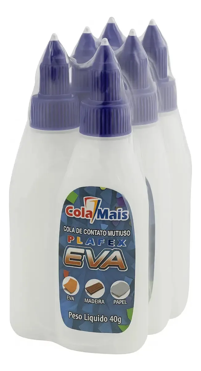Cola Líquido Cola Mais Kit 6 Cola Eva 40g De 40g - Branco