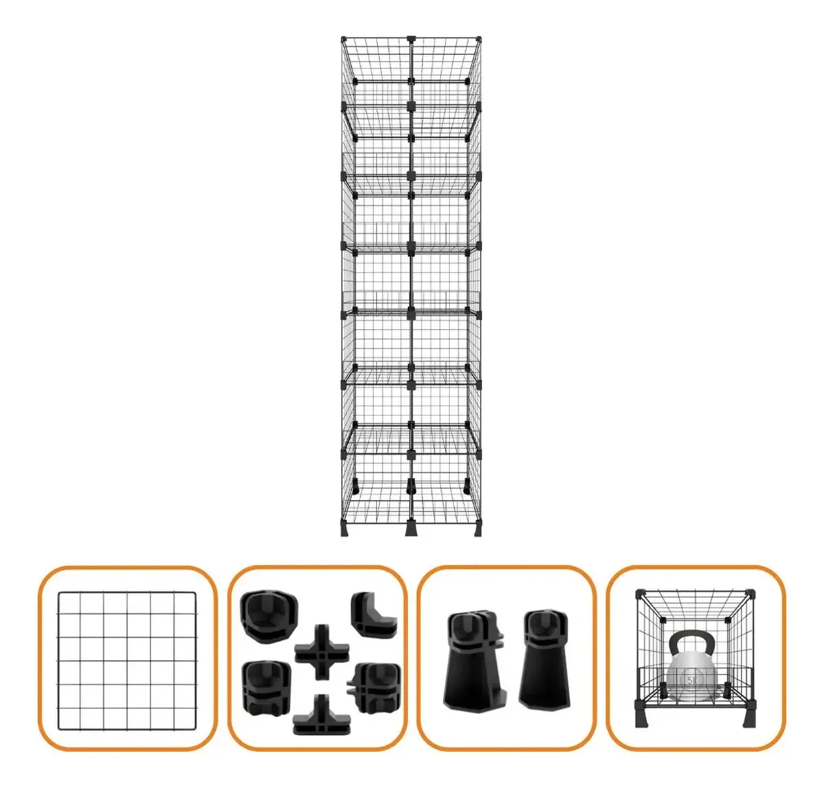 Estante Aramada Grade 30x30 14 Nichos Organização Loja Preto