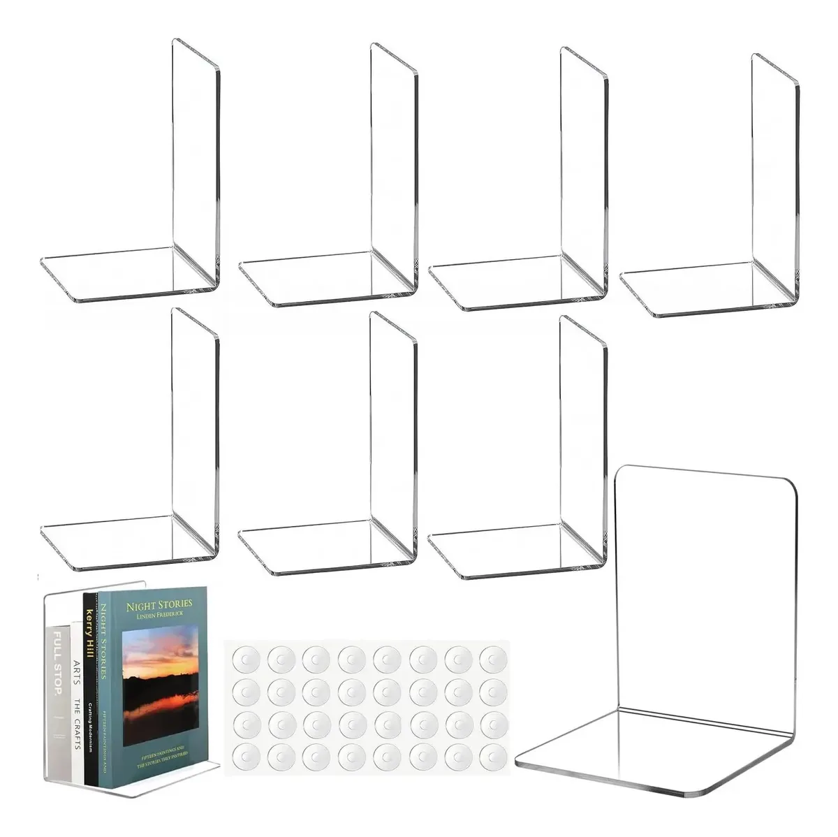 Suportes de livros de acrílico transparente para organizar livros transparentes