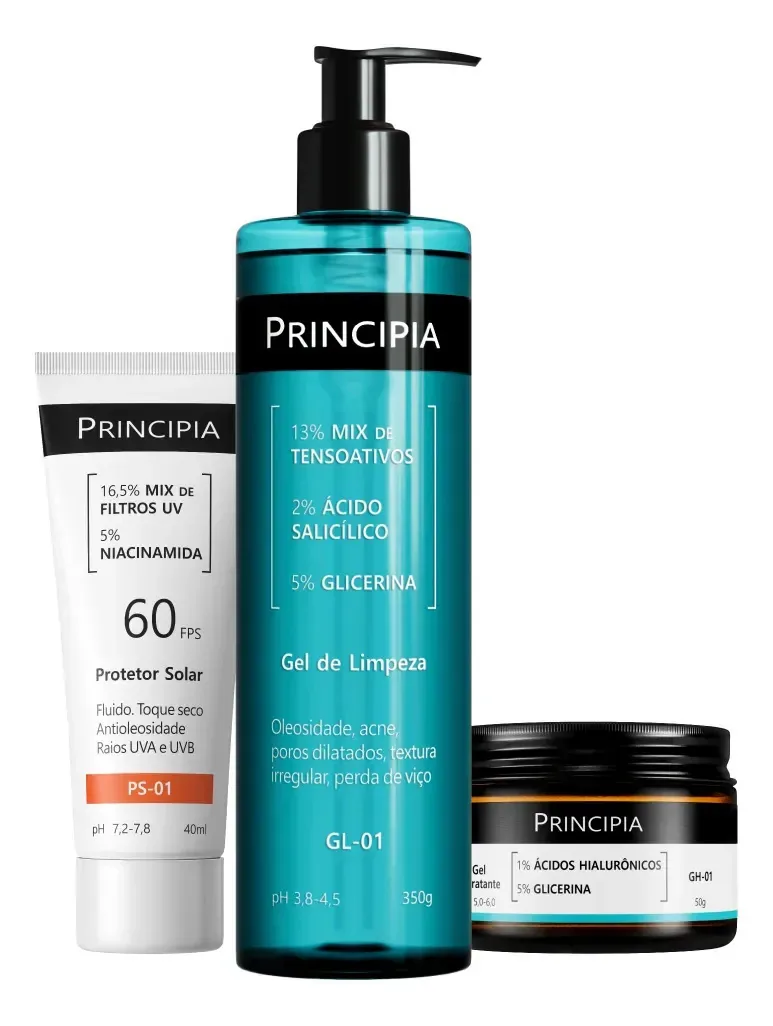 Kit de cuidado com a pele Principia Dermocosméticos Fps 60 para pele Oleosa - 3 peças