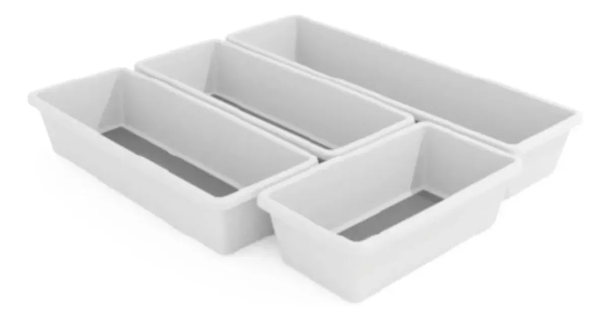 Conjunto de 4 organizadores de gavetas multiuso brancos brancos