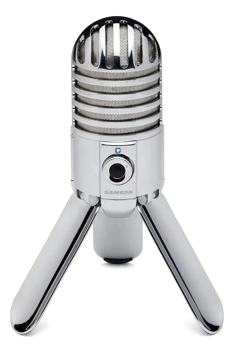 Microfone de estúdio USB portátil Chrome para gravação e podcasting