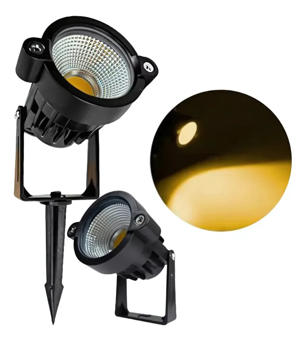 Kit 5 Luminária Espeto Jardim Cob Led 15w Underground Luminária Espeto Branco Quente 3000k