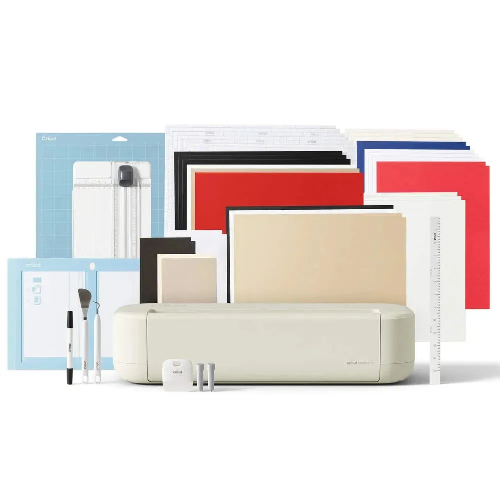 Kit de ferramentas Cricut Explore 5 Bi-volt USA-Plug Essentials Bundle Cream